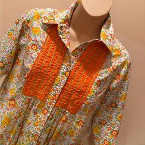 Vintage Models Coat House Dress Housecoat Floral Mumu Pearl Snap large D11